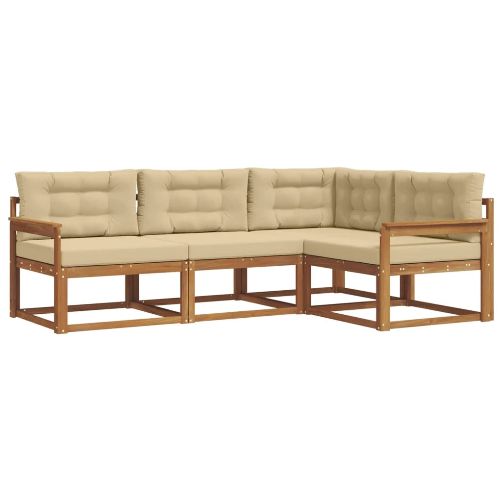 Set di divani da esterno con cuscino 4 pcs Naturale e Beige