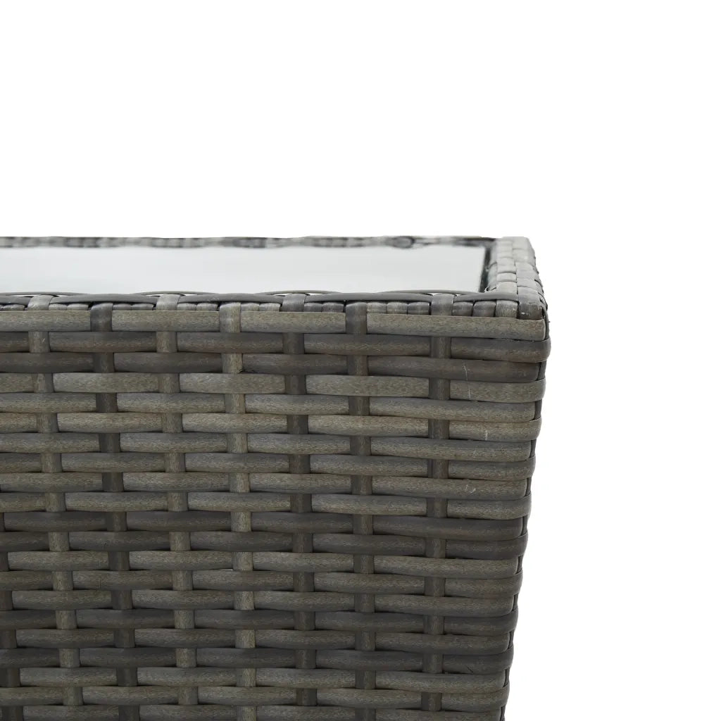 Tavolino Grigio 41,5x41,5x43 cm in Polyrattan e Vetro Temperato cod mxl 34164