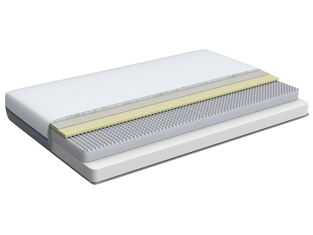 Materasso in Memory Foam Bianco con Tessuto Grigio Duro 140 x 200 cm