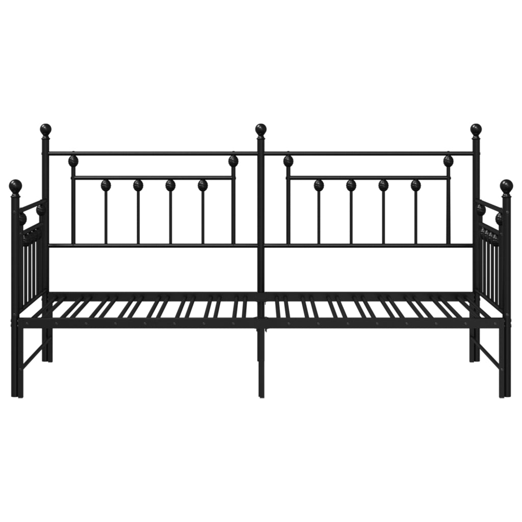 Letto a giorno con lettino estraibile Nero 75x190 cm Acciaio