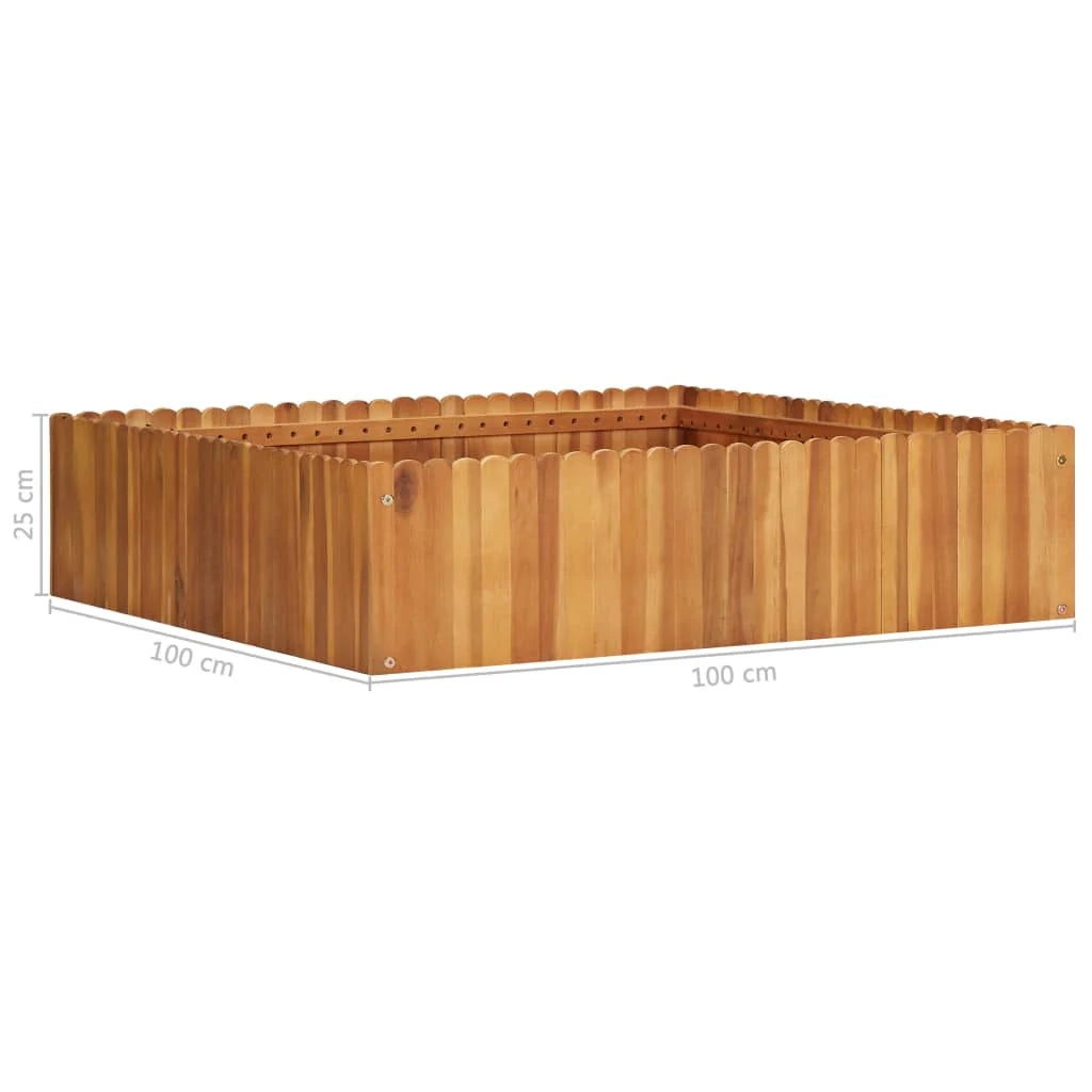Fioriera rialzata per piante e fiori giardino 100 x 100 x 25 cm legno massello di acacia 02_0000968