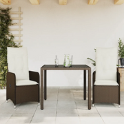 Set BistrÃ² da Giardino 3 pz con Cuscini in Polyrattan Marrone