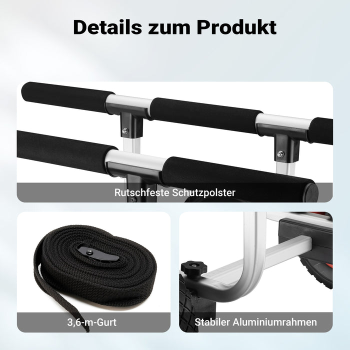 Carrello da trasporto per kayak In alluminio con ruote in PU Ø 22 cm Larghezza regolabile Max 90 kg