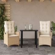 Set da Pranzo da Giardino 3 pz con Cuscini Beige in Polyrattan 3213244