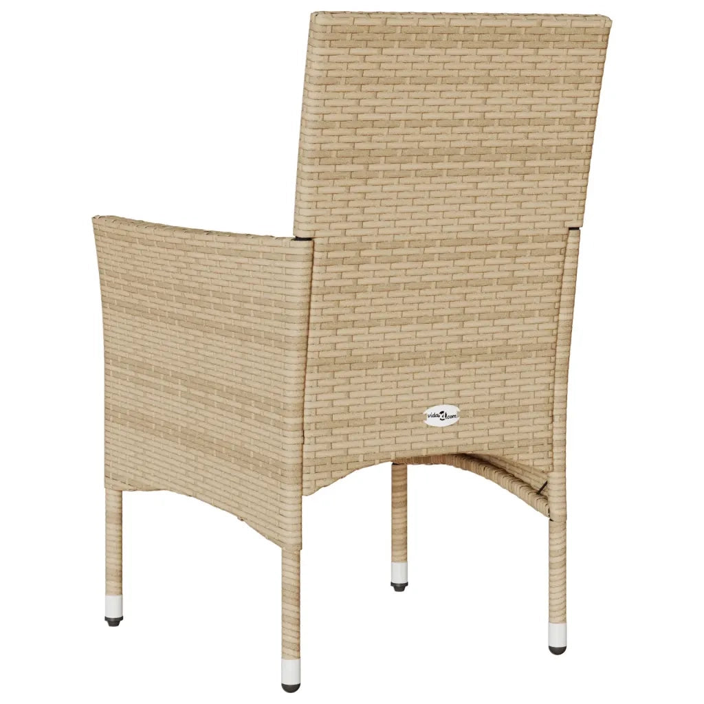 Sedie da Giardino con Cuscini 2 pz Beige in Polyrattan 368112