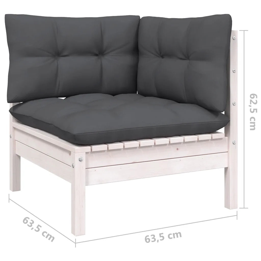 Set Divani da Giardino 11 pz con Cuscini Bianchi Legno di Pino cod mxl 44422