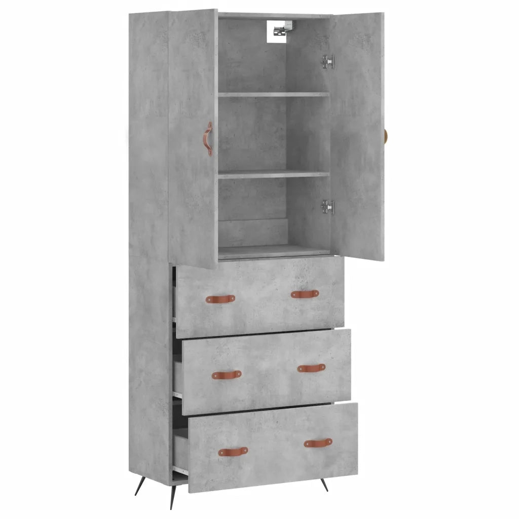 Credenza Grigio Cemento 69,5x34x180 cm in Legno Multistrato 3195823