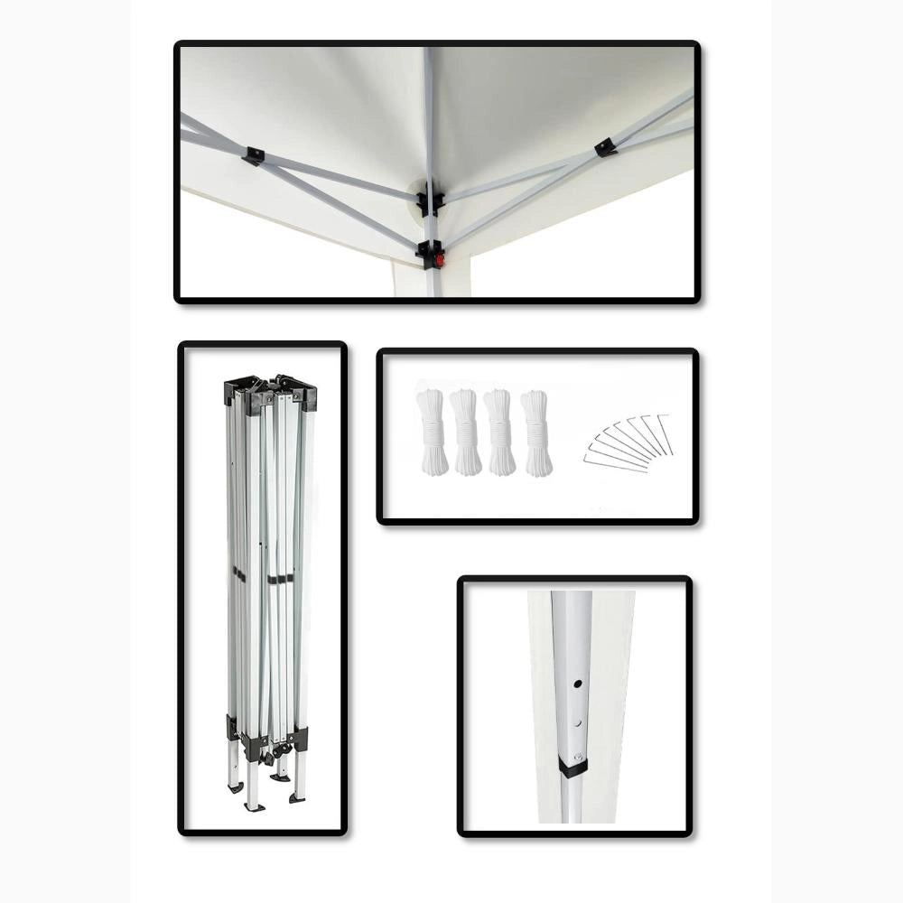 Gazebo Pieghevole 2x2 metri Bianco Telo in PE 160 gr/mq Impermeabile con Borsa