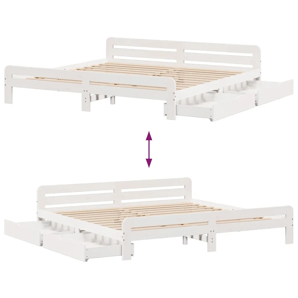 Giroletto senza Materasso Bianco 200x200 cm Legno Massello Pino 3309027