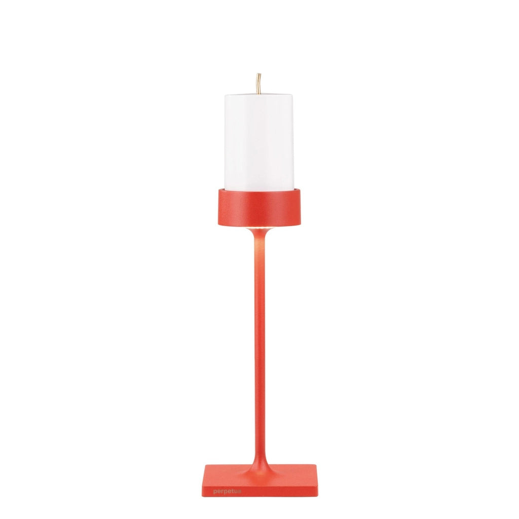 Perpetua Lampada da Tavolo Midi Wireless in Alluminio Rosso con Batteria Rimovibile Magnetica e Sistema LED Dimmerabile ad Alte Prestazioni