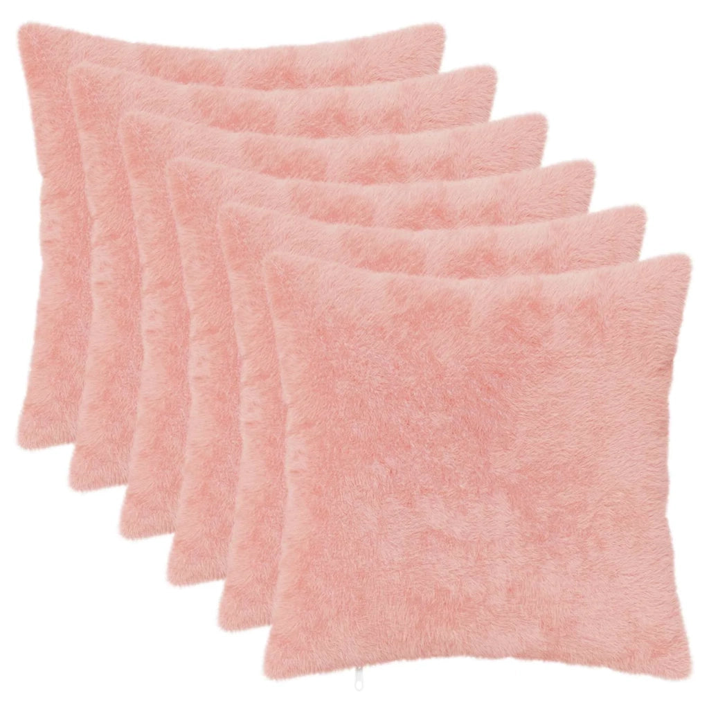 Federa 6 pz HEERLEN Rosa 35 x 35 cm Pelliccia di Coniglio Finta 908282