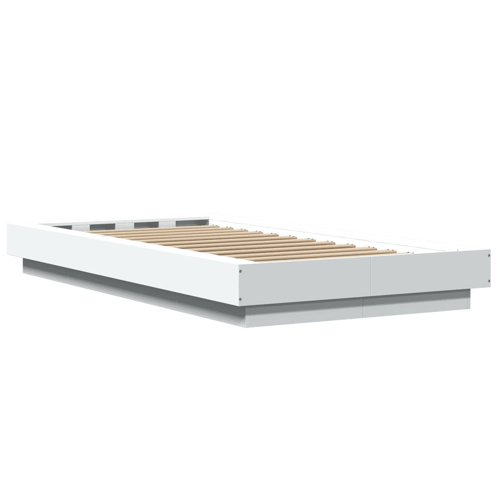 Giroletto con Luci LED-Struttura Letto Bianco 75x190 cm in Legno Multistrato 771576