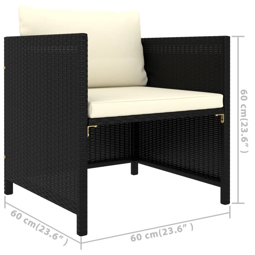 Set Divani da Giardino 5 pz con Cuscini in Polyrattan Nero 3059780