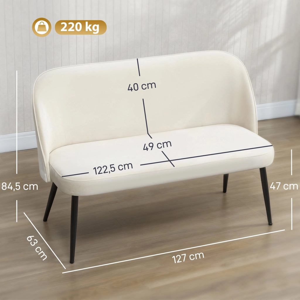 Divano 2 posti ¨C zephmum ¨C tessuto beige con gambe in legno e metallo