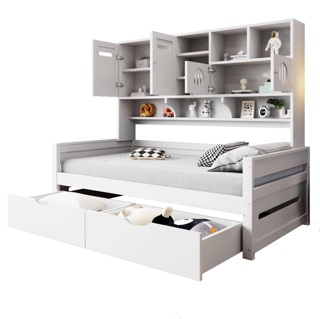 Letto multifunzione 90x200 cm con contenitore e cassetti