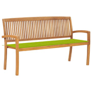 Panchina da giardino arredo esterno per patio panchina e cuscino impilabili per terrazzo 159 x 57,5 ​​x 90 cm legno massello di teak 02_0011692