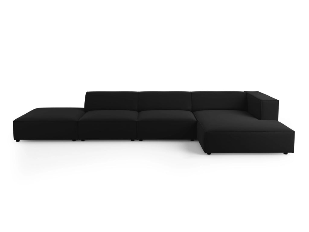 Cosmopolitan Design - Divano angolare destro "Arendal" 5 posti in velluto nero 