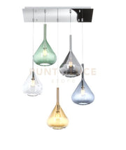 SOSPENSIONE CROMO 5 LUCI RETTANGOLARE VETRI TR + AM + FU + VE + BL 1177CR-S5 R-MC