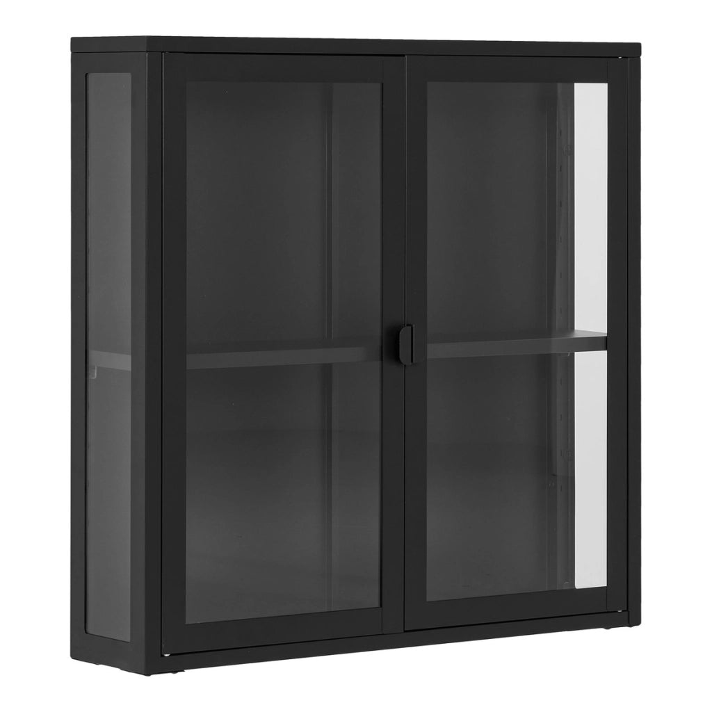 Vetrinetta Pensile Brisbane, Nero, Metallo, 18x80x80 cm