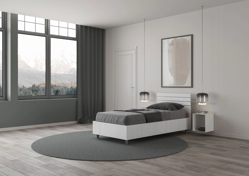 Letto singolo contenitore 80x190 testata dritta con doghe quercia Ankel