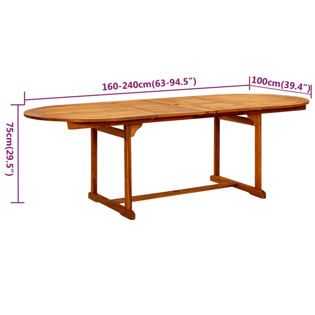 Set Mobili da Pranzo per Giardino 7 pz Legno Massello di Acacia 160-240 cm 3079639