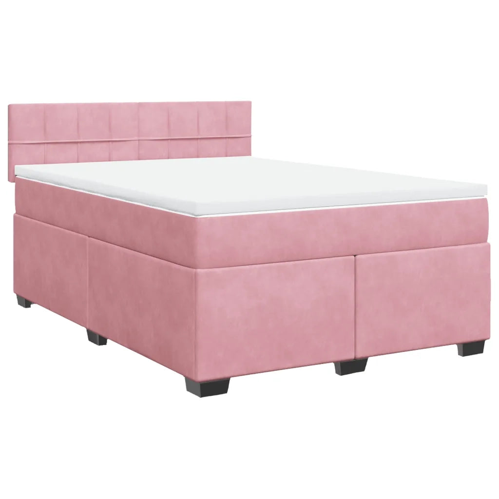 Giroletto a Molle con Materasso Rosa 160x200 cm in Velluto