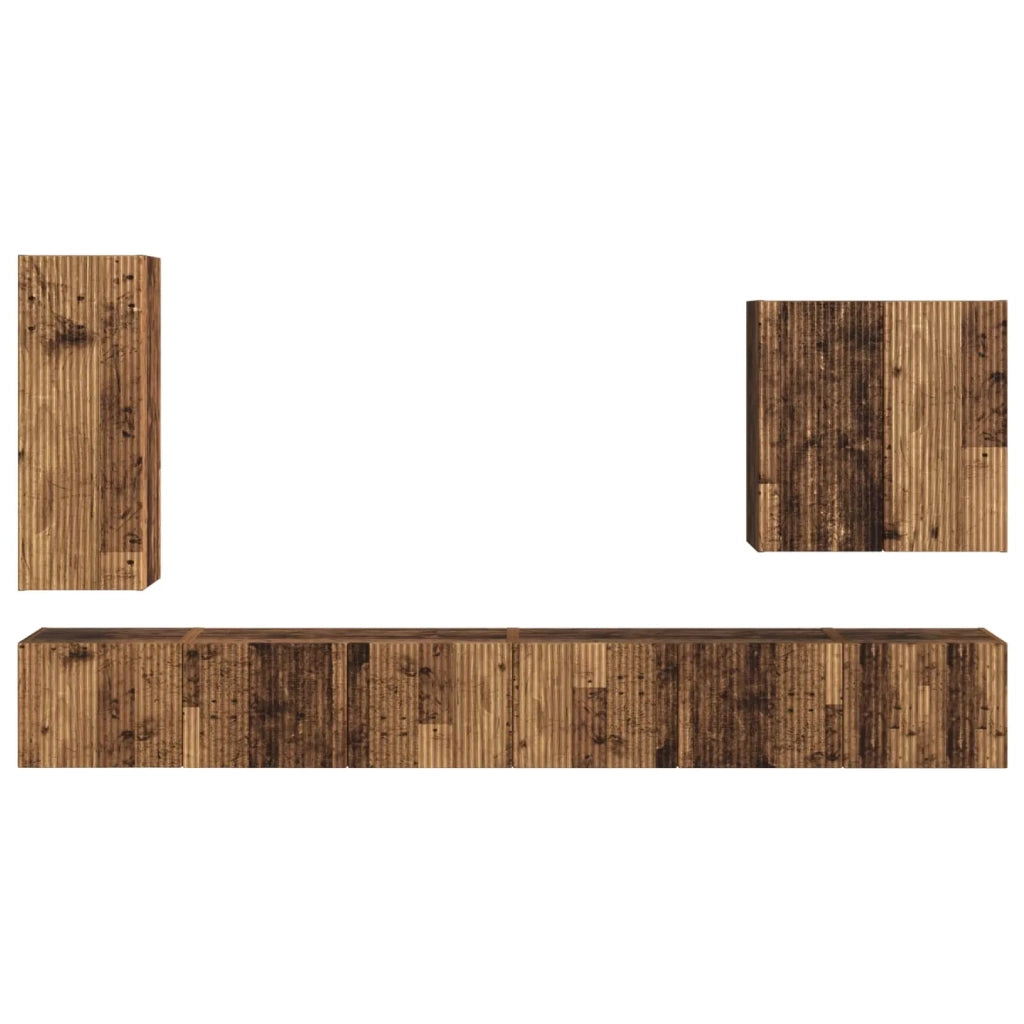 Set di Mobiletto da TV a Parete 6 pcs Legno vecchio