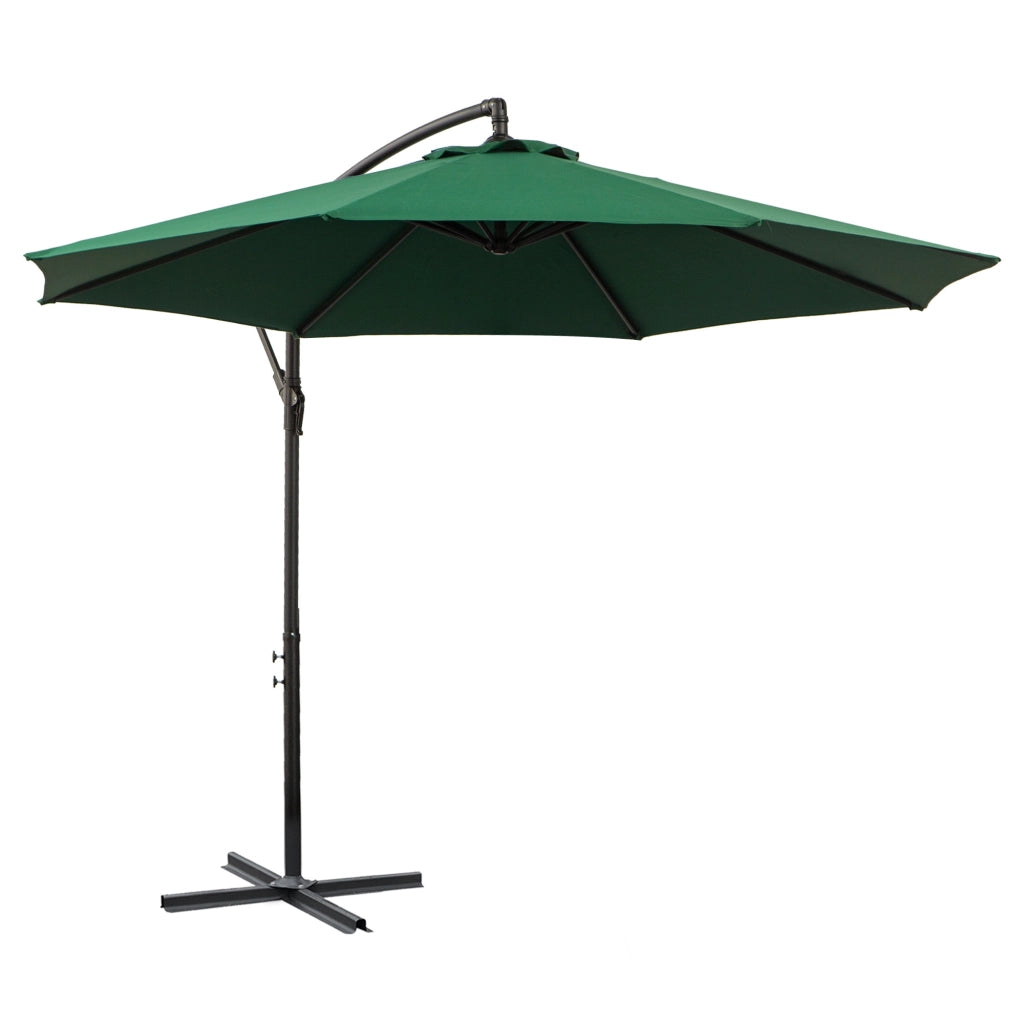 Ombrellone da Giardino Parasole Inclinabile con Base a Croce ¨C zephmum ¨C Verde ?300x250 cm