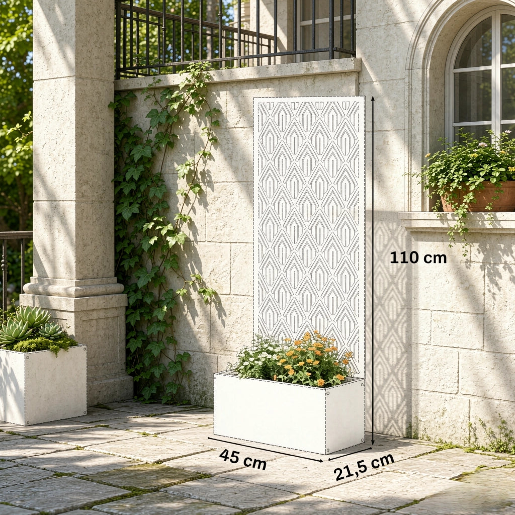Struttura da giardino in metallo resistente alle intemperie con griglia e vaso per fiori, design ventilato per piante da giardino
