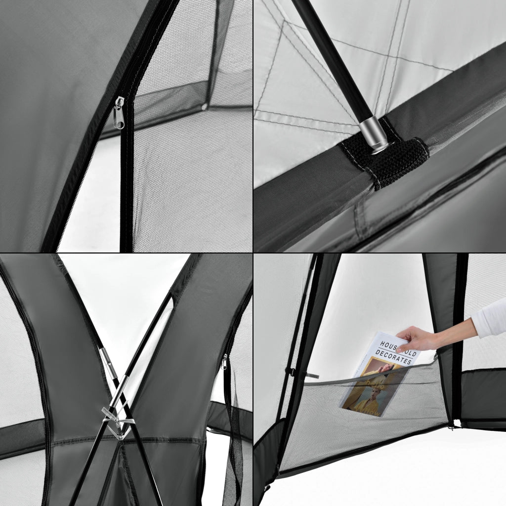 Tenda 'Grästorp' per Eventi - Gazebo con Illuminazione a LED Zanzarieri e 2 Pareti Chiudibili - Grigio [pro.tec]