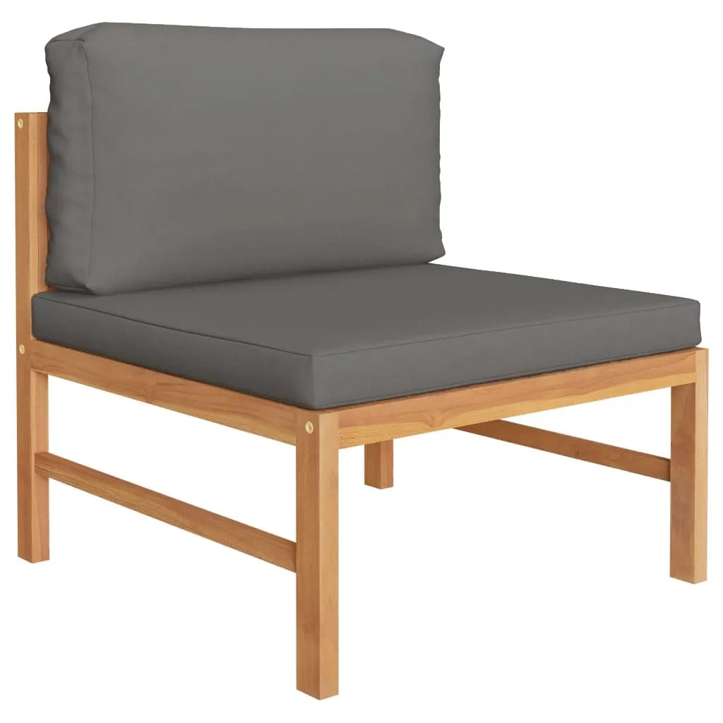 Salotto da Giardino-Set Divani Giardino 2 pz Cuscini Grigio Scuro in Legno di Teak 238909