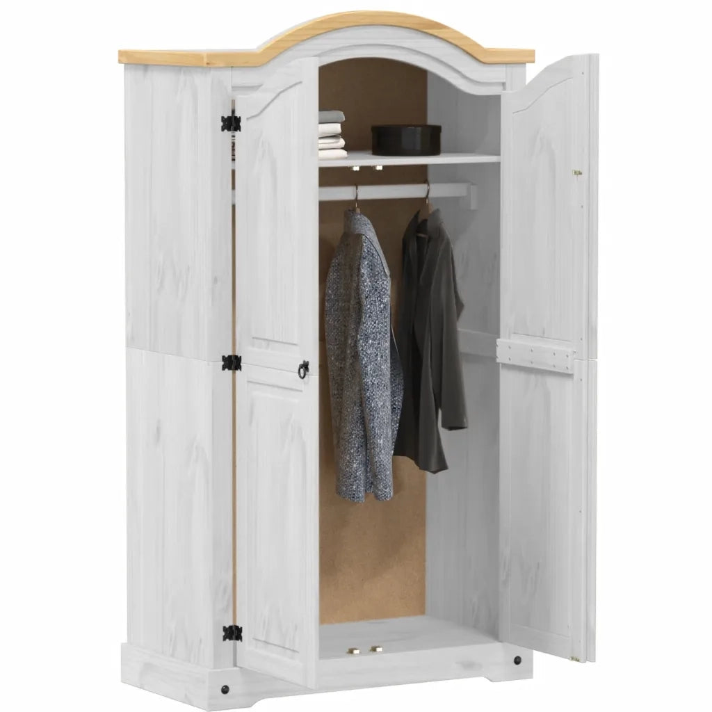 Armadio Corona Bianco 102x52x186 cm in Legno Massello di Pino CFW3247370