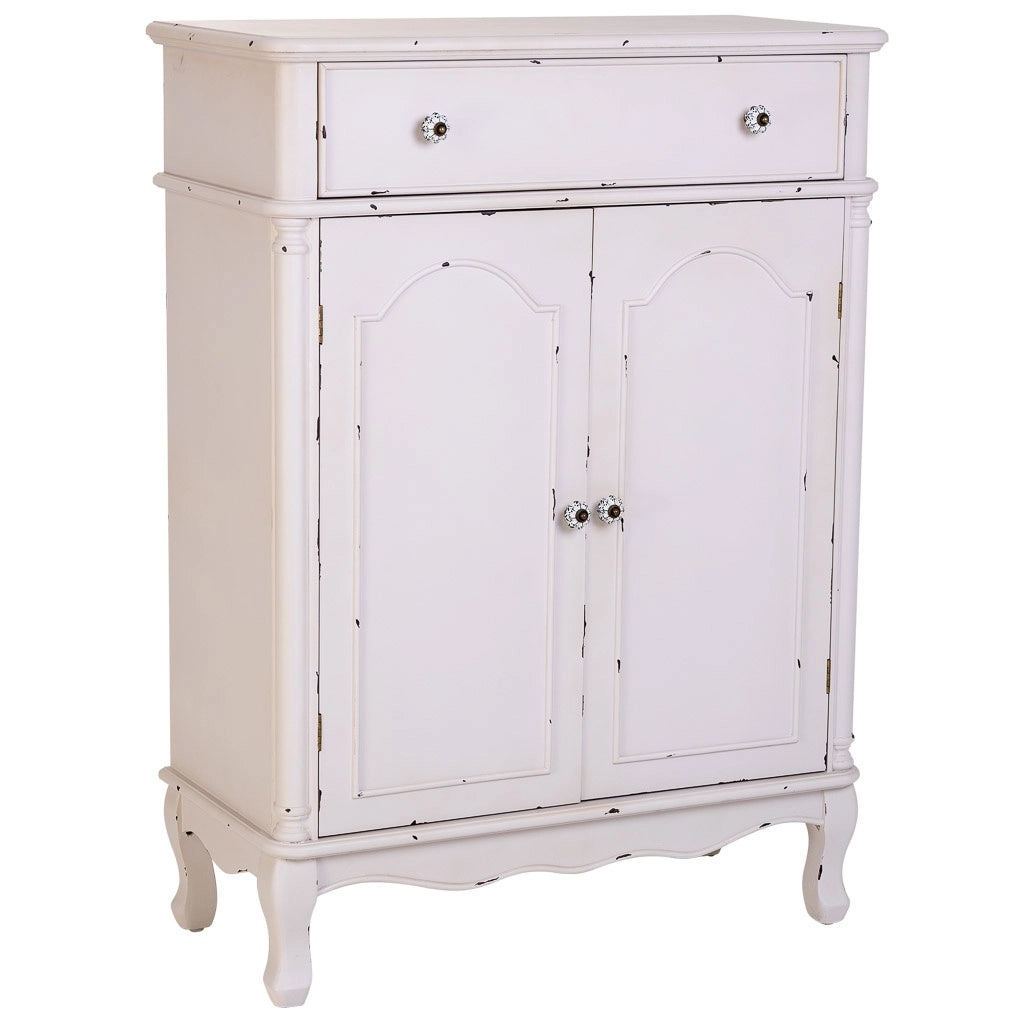 Console in legno bianco con 2 cassetti e 2 porte 80x38x110,5h cm