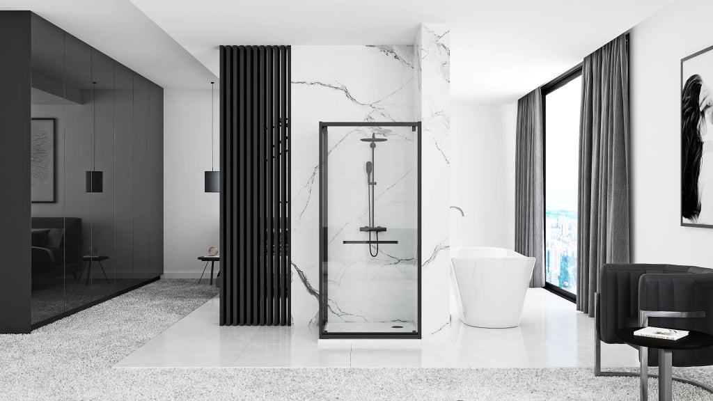 Cabina Doccia Rea Space In Black 80x100 senza piatto doccia