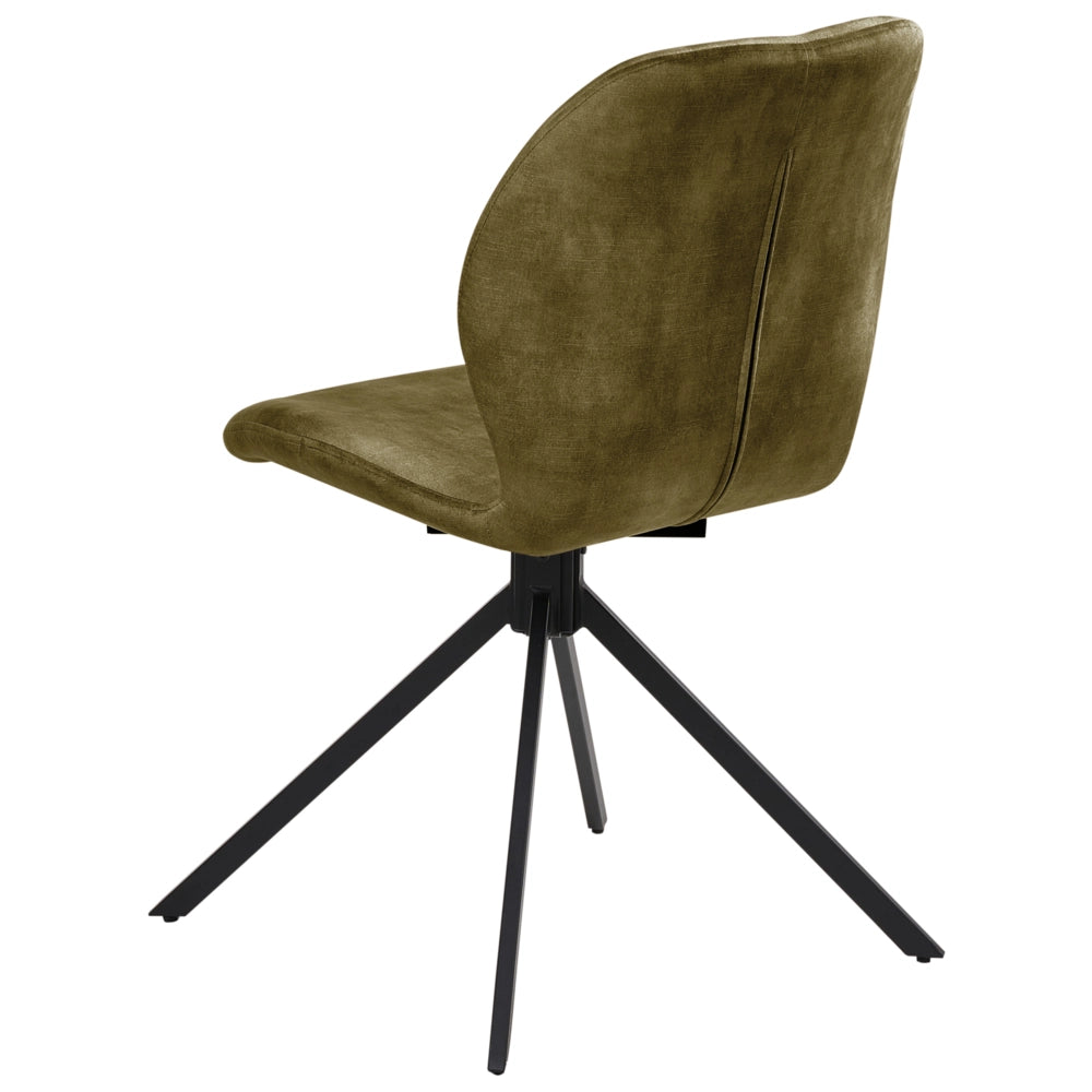 Set di 4 sedie da pranzo in velluto verde con gambe in ferro nero, girevoli a 180°, moderne e imbottite