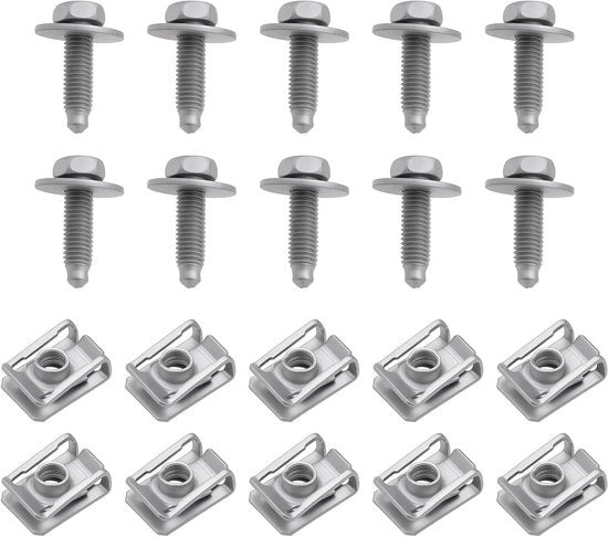 Set di 10 viti a 5 punte con morsetto di piatto metallico - Acciaio inox - Universale - Compatibile con diversi modelli - Nero e argento - per E200 E250 E400 2003-2019.