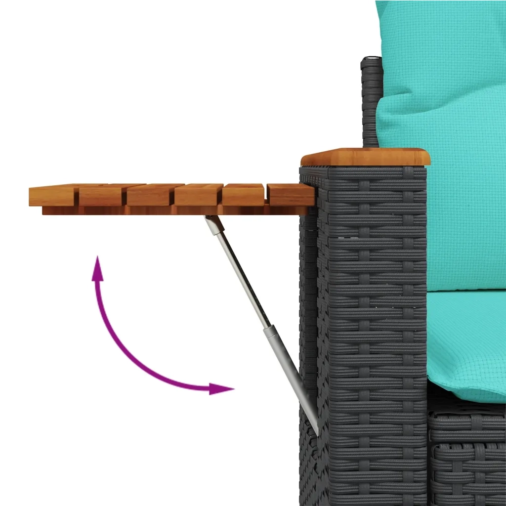 Set Divani da Giardino 6 pz con Cuscini Nero in Polyrattan 3226841