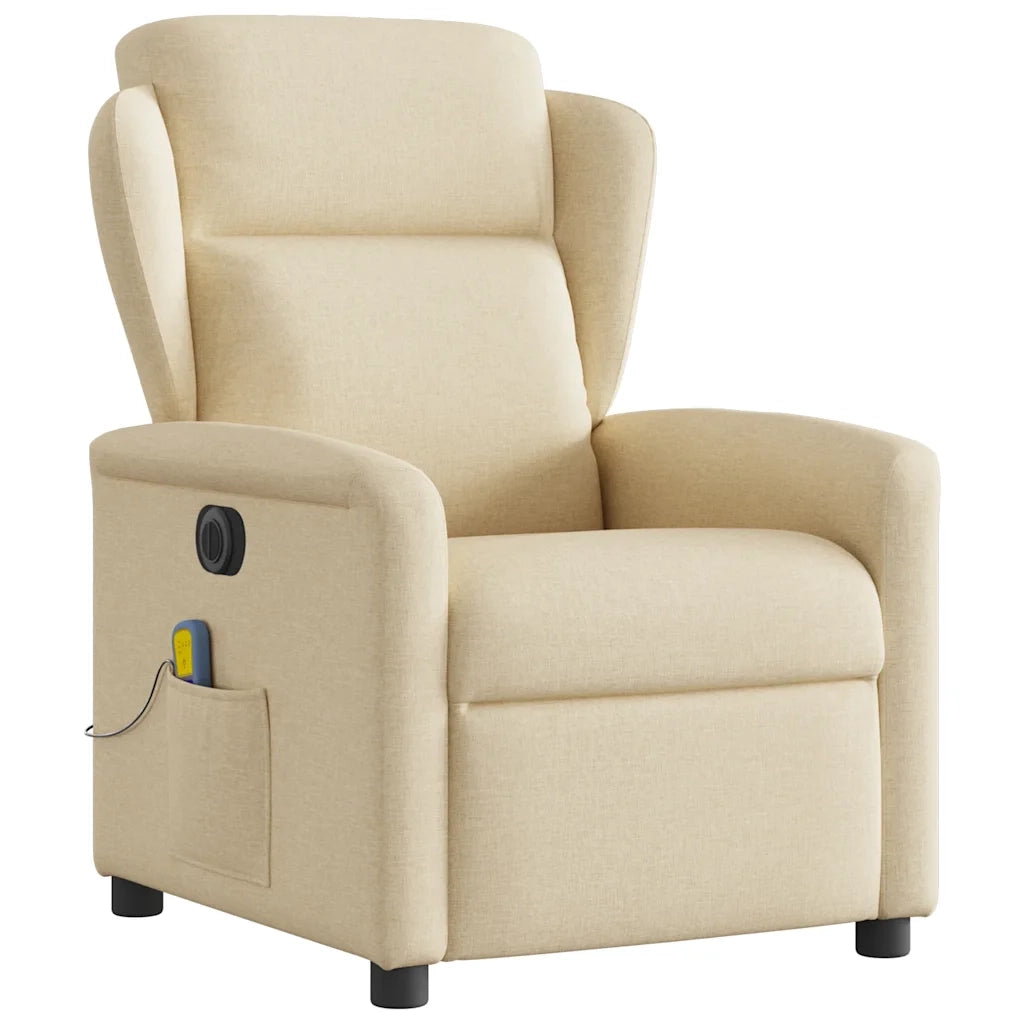 Poltrona Reclinabile Massaggiante Elettrica Crema in Tessuto 3303132