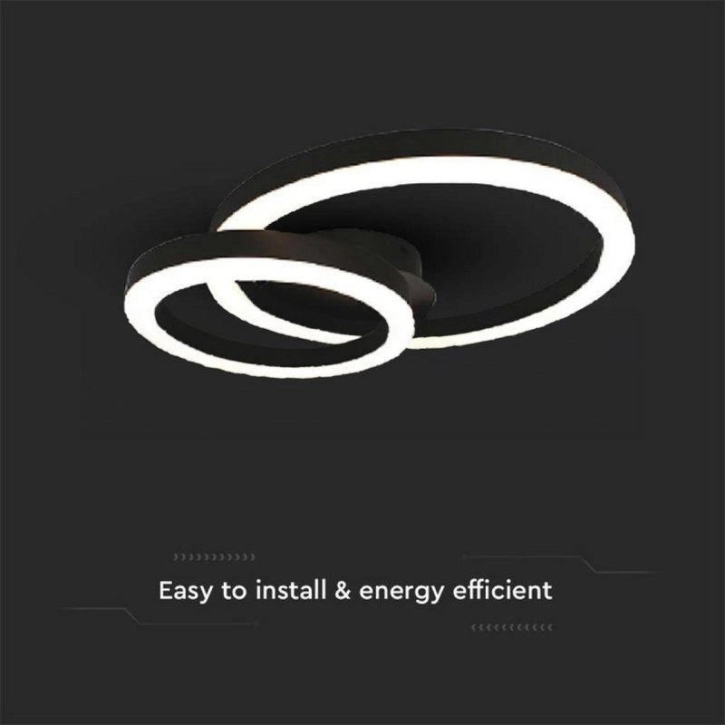 Plafoniera Lampadario LED 20W 2130LM Design Moderno a due Anelli 450X105mm Colore Nero 3000K SKU-7000