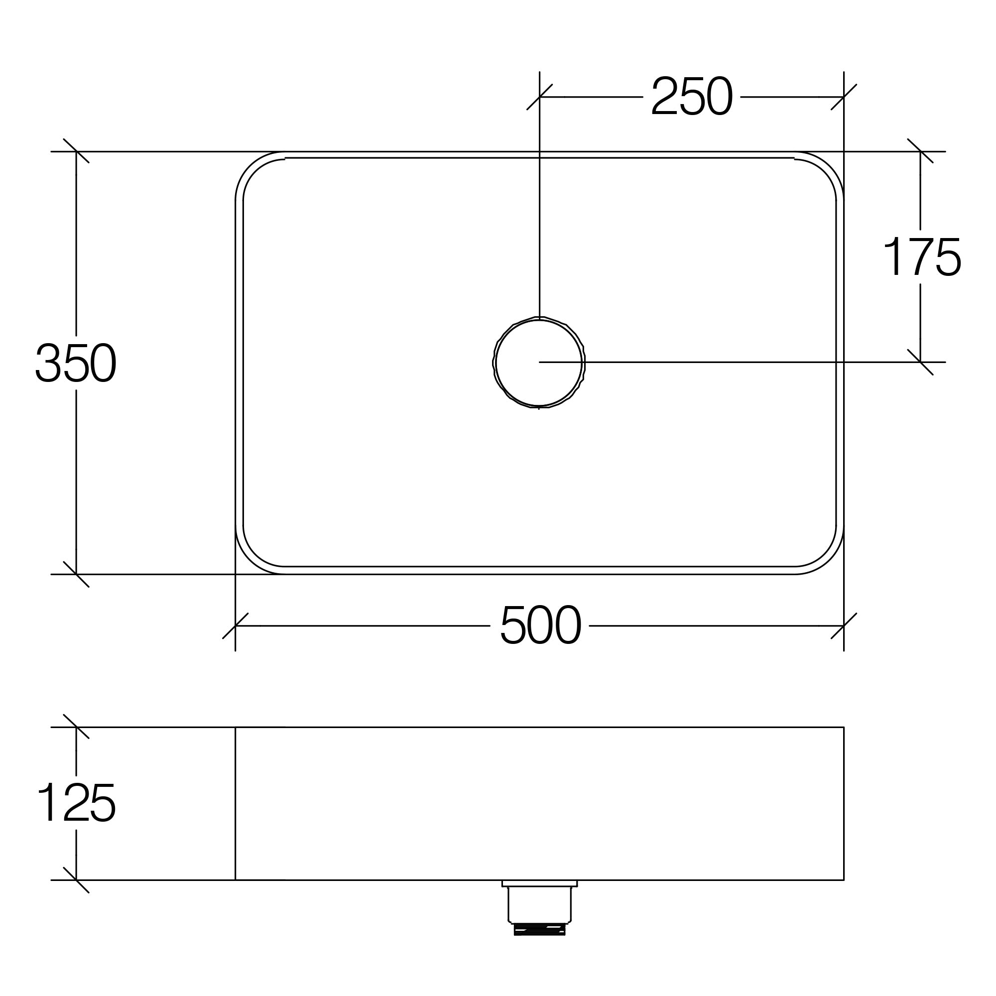 Lineabeta - Lavabo da appoggio Momon L.50x35 bianco con piletta