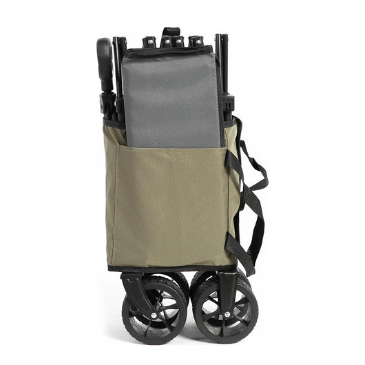 Carrello pieghevole robusto - Xylo - Ruote fuoristrada manico regolabile (verde militare)