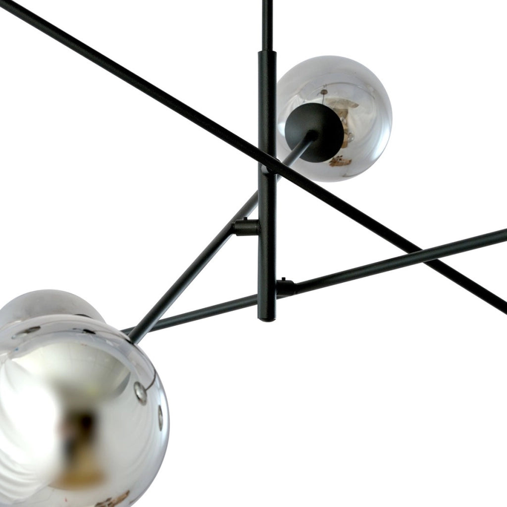 Lampada a sospensione Linear in acciaio nero e vetro grafite