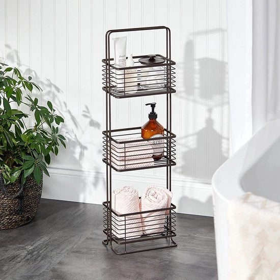 Handdoekenrek slancio e stile con 3 contenitori per cosmetici, asciugamani e altro - Opificio vintage per bagno, cucina e ufficio - Bronzo