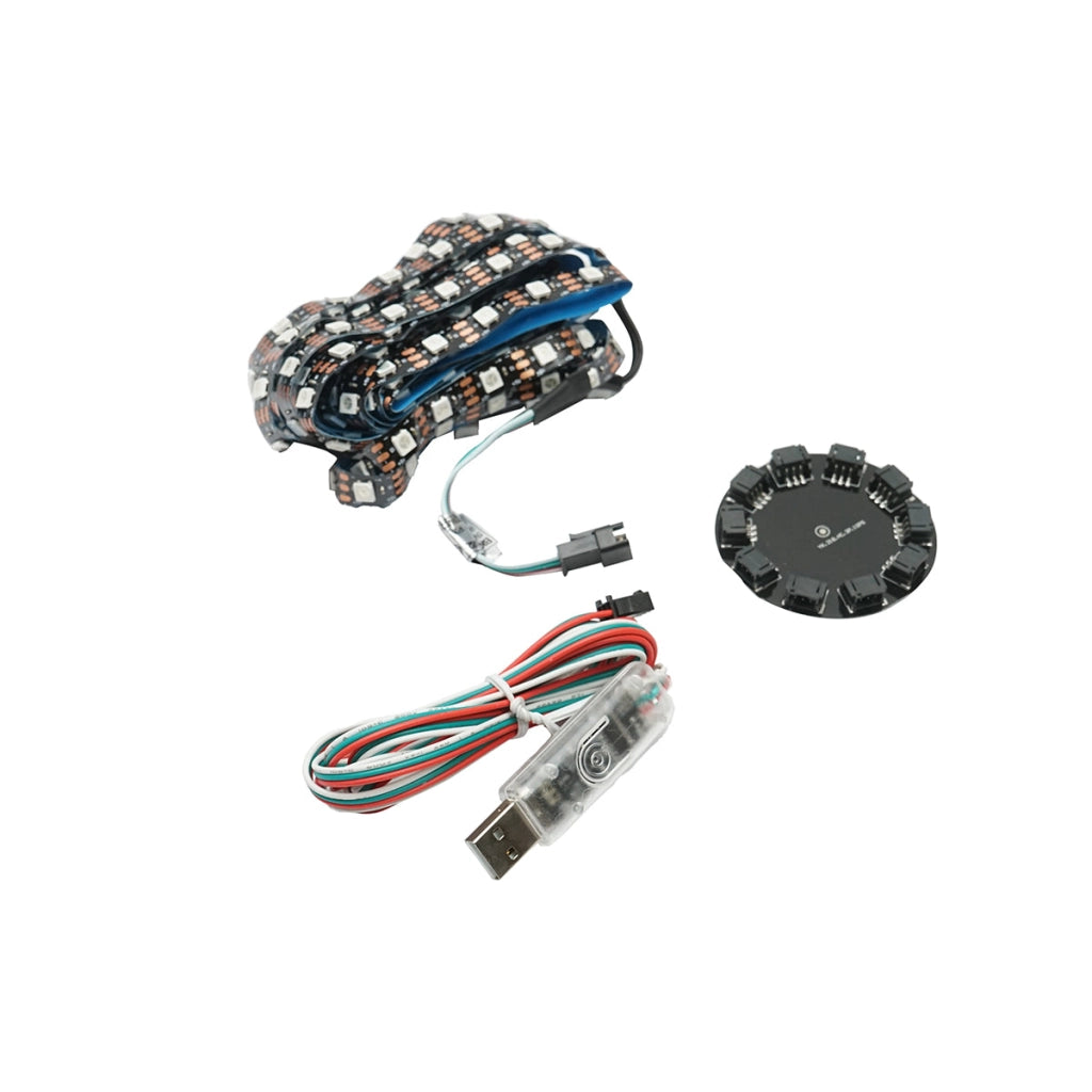 Striscia LED modello Fireworks 11x0,5+1x2m 5V, USB, bluetooth, controllo vocale, applicazione RGB+IC