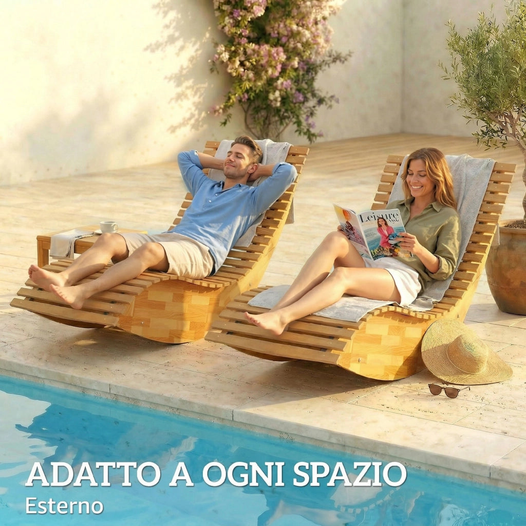 Sedia Dondolo da Giardino ¨C zephmum ¨C Legno Acacia, Naturale