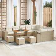 Set Divano da Giardino con cuscino 13 pcs Beige polyrattan