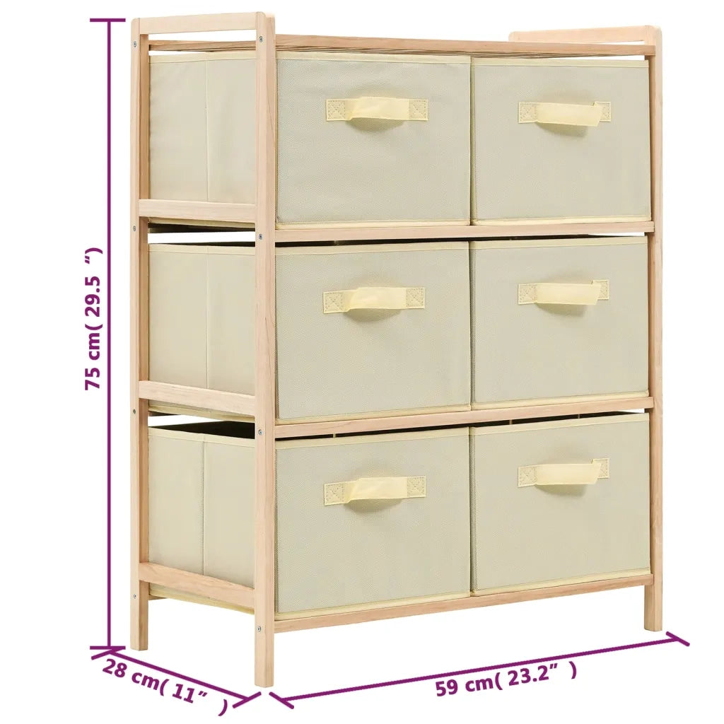 Scaffale con 6 Cesti in Tessuto in Legno di Cedro Beige 246439
