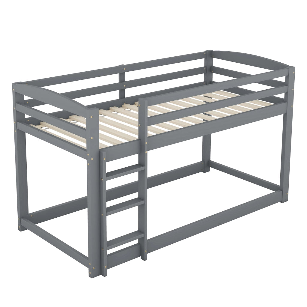 Letto a Castello per Bambini Letto 2 Posti con Sponde di Sicurezza e Struttura Bassa 90×200 cm senza Materasso