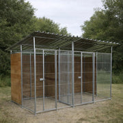 2 box per cani copertura e retro in legno zincatura a caldo ciascuno da 200x200xh180 cm