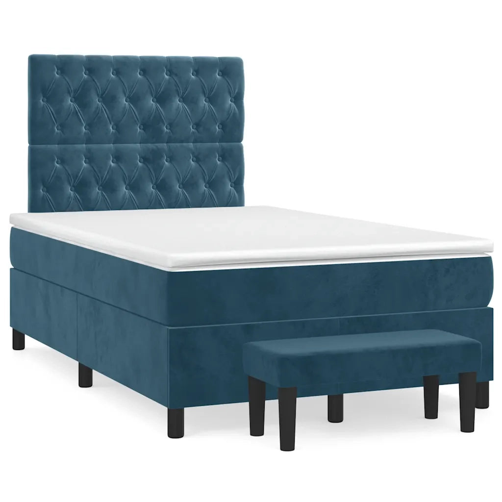 Giroletto a Molle con Materasso Blu Scuro 120x190 cm in Velluto